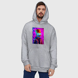 Толстовка-худи оверсайз Барт Симпсон в респираторе - неоновое свечение, цвет: меланж — фото 2