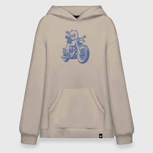 Худи оверсайз Шпиц байкер на мотоцикле на чоппере померанец / Миндальный – фото 1