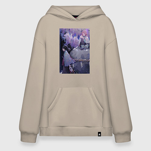 Худи оверсайз Клинок рассекающий демонов Гию Томиока / Миндальный – фото 1