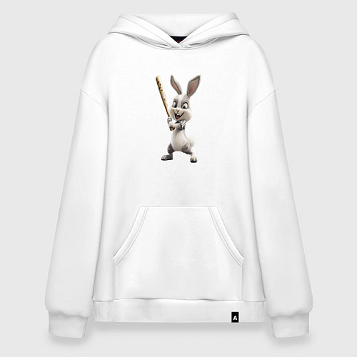 Худи оверсайз Заяц спортивный / Белый – фото 1
