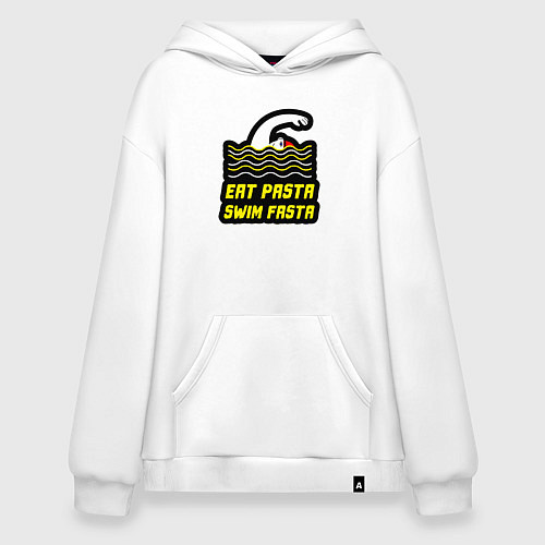 Худи оверсайз Ешь пасту плавай быстро / Белый – фото 1