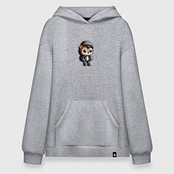 Толстовка-худи оверсайз Ежик-хипстер, цвет: меланж