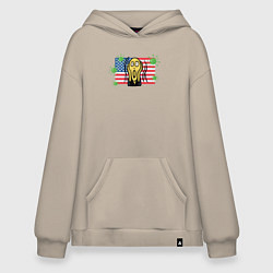 Толстовка-худи оверсайз Вирус в США, цвет: миндальный