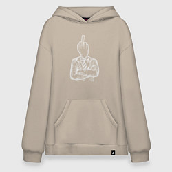 Толстовка-худи оверсайз Fuck boss, цвет: миндальный