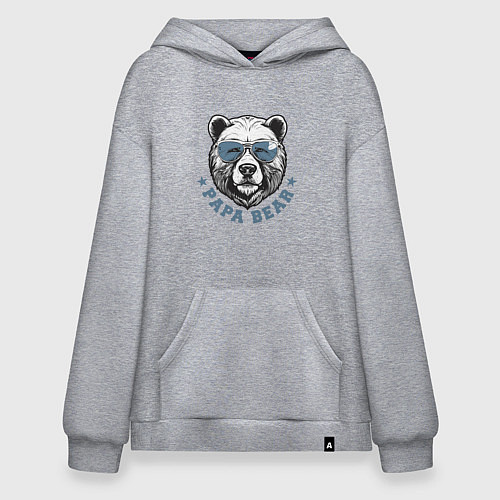 Худи оверсайз Папа медведь в очках / Меланж – фото 1