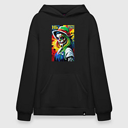 Толстовка-худи оверсайз Girl witch - pop art, цвет: черный