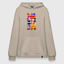 Толстовка-худи оверсайз Got7 все участники группы, цвет: миндальный