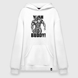 Толстовка-худи оверсайз Ronnie Coleman- yeah buddy, цвет: белый