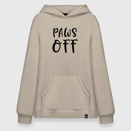 Худи оверсайз Лапы прочь - предупреждение / Миндальный – фото 1