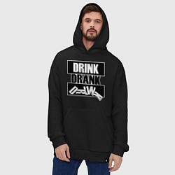 Толстовка-худи оверсайз Пить выпить пьяный, цвет: черный — фото 2