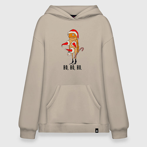 Худи оверсайз Новогодняя жаба / Миндальный – фото 1