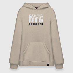 Толстовка-худи оверсайз NYC - Brooklyn, цвет: миндальный