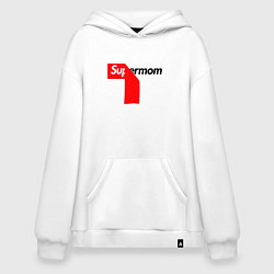 Толстовка-худи оверсайз Супермама, цвет: белый