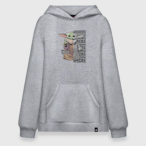 Худи оверсайз Unknown specis - Baby Yoda / Меланж – фото 1