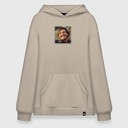 Толстовка-худи оверсайз Педро Паскаль мем из Невыносимая тяжесть огромного, цвет: миндальный