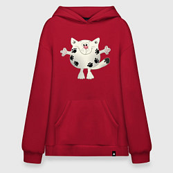 Толстовка-худи оверсайз Кот в лапах, цвет: красный