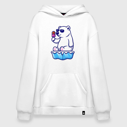 Худи оверсайз Мишка с мороженым / Белый – фото 1