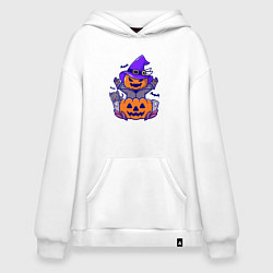 Толстовка-худи оверсайз Привидение тыква, цвет: белый