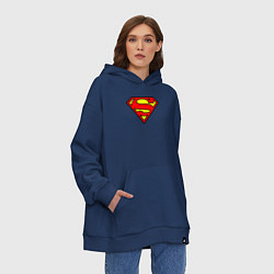 Толстовка-худи оверсайз Superman logo, цвет: тёмно-синий — фото 2