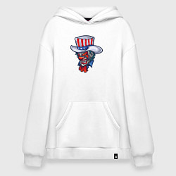 Толстовка-худи оверсайз Американский клоун, цвет: белый