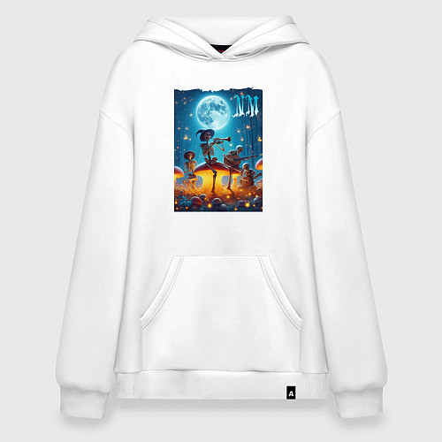 Худи оверсайз Musical quartet Neon mushrooms / Белый – фото 1