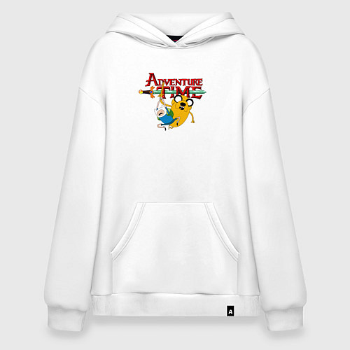 Худи оверсайз Время приключений логотип / Белый – фото 1