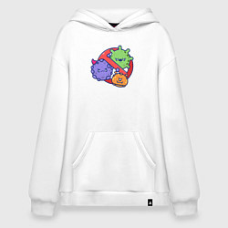 Толстовка-худи оверсайз Нет вирусам, цвет: белый