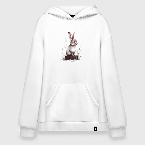 Худи оверсайз Кролик на пеньке / Белый – фото 1