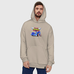 Толстовка-худи оверсайз Cool hedgehog - Sonic racing team, цвет: миндальный — фото 2