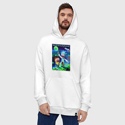Толстовка-худи оверсайз Рик и Морти и Майнкрафт - коллаба, цвет: белый — фото 2