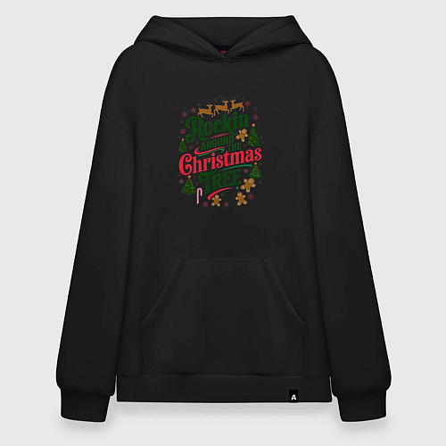 Худи оверсайз Новогодняя атмосфера rockin around the christmas t / Черный – фото 1