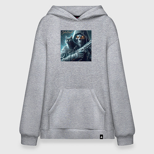 Худи оверсайз Cyber death - ai art fantasy / Меланж – фото 1