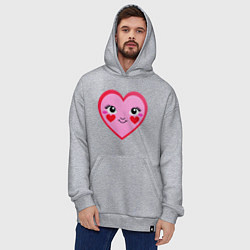 Толстовка-худи оверсайз Сердечко с глазками, цвет: меланж — фото 2