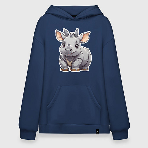 Худи оверсайз Серый носорог / Тёмно-синий – фото 1