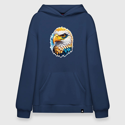 Худи оверсайз Яркая голова орла / Тёмно-синий – фото 1