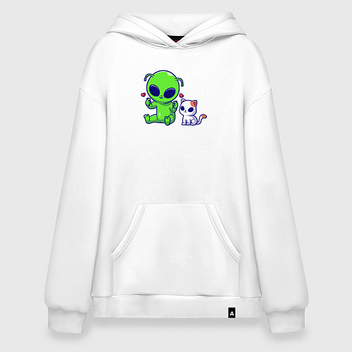 Худи оверсайз Пришелец и питомец / Белый – фото 1