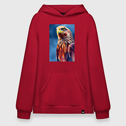 Толстовка-худи оверсайз Орел на синем фоне, цвет: красный