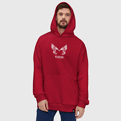 Толстовка-худи оверсайз Placebo - logo, цвет: красный — фото 2