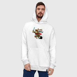 Толстовка-худи оверсайз Богатырь с мечом, цвет: белый — фото 2