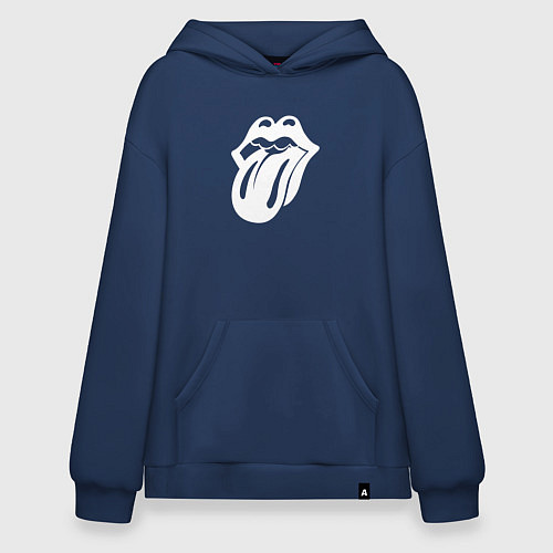 Худи оверсайз Rolling Stones - white logo / Тёмно-синий – фото 1