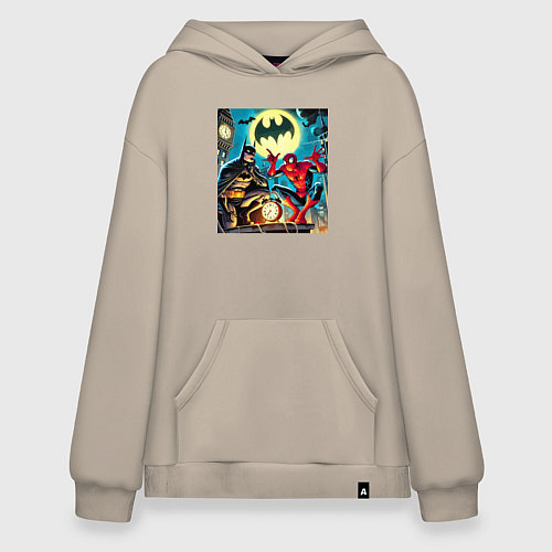 Худи оверсайз Batman with Spider-man - ai art fantasy / Миндальный – фото 1