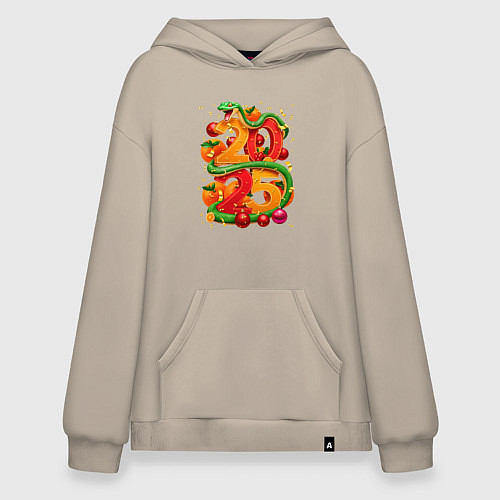 Худи оверсайз Счастливая змея 2025 / Миндальный – фото 1