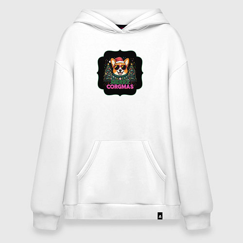 Худи оверсайз Новогодний пес корги / Белый – фото 1