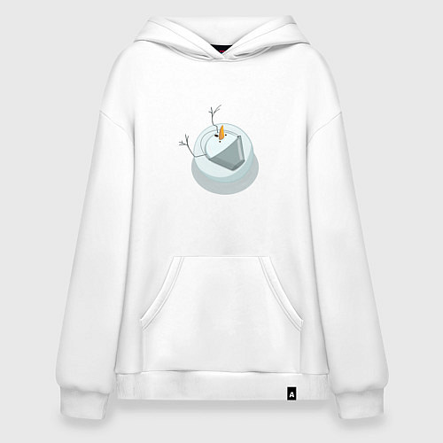 Худи оверсайз Снеговик вид сверху / Белый – фото 1