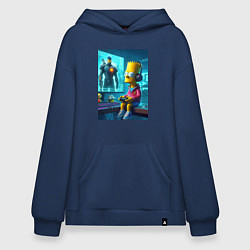 Толстовка-худи оверсайз Bart Simpson is an avid gamer, цвет: тёмно-синий