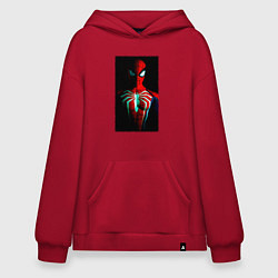 Толстовка-худи оверсайз Новый человек паук в темноте, цвет: красный