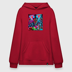 Толстовка-худи оверсайз Последствие употребления фастфуда, цвет: красный