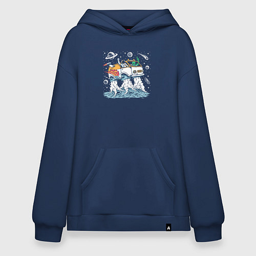 Худи оверсайз Космический автомобиль / Тёмно-синий – фото 1