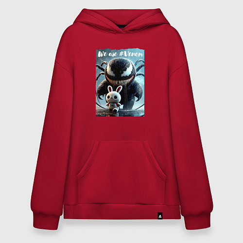 Худи оверсайз Мультяшный Веном присмотрел себе кролика - мем / Красный – фото 1