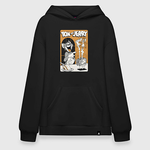 Худи оверсайз Том и Джерри - тосты / Черный – фото 1